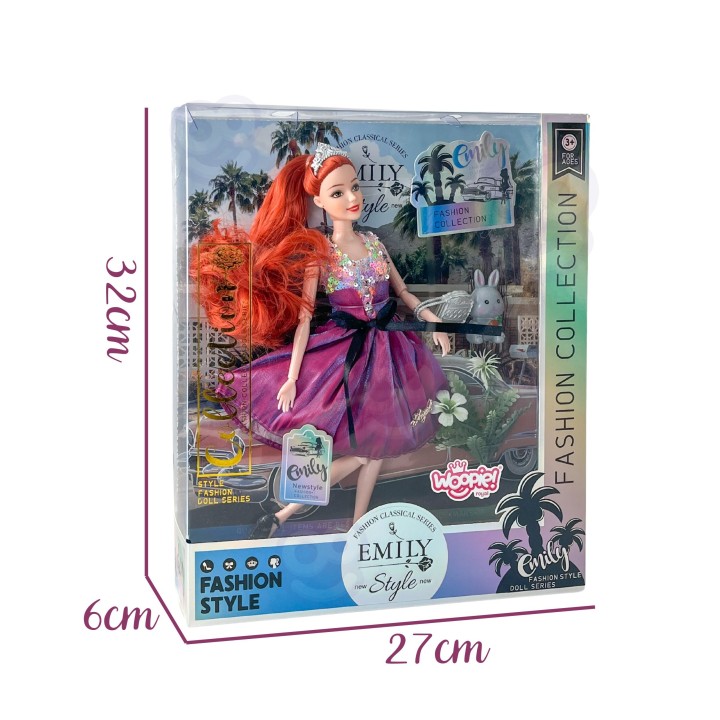 WOOPIE ROYAL Lalka Emi Style Fashion 32 cm - Stylowa Księżniczka w Różowej Sukni + Akcesoria