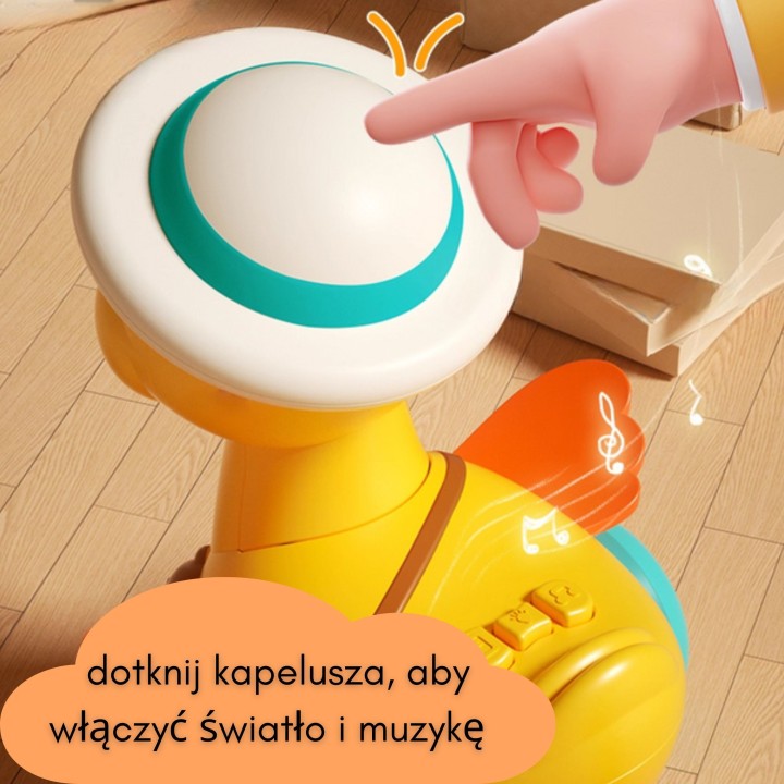 WOOPIE BABY Yellow Duck with Pink Bunny in Pull-Along Trailer