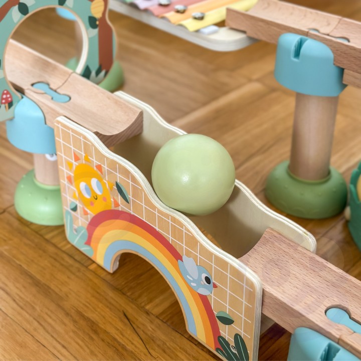 WOOPIE GREEN Drewniany Tor Kulkowy z Efektami Dźwiękowymi
