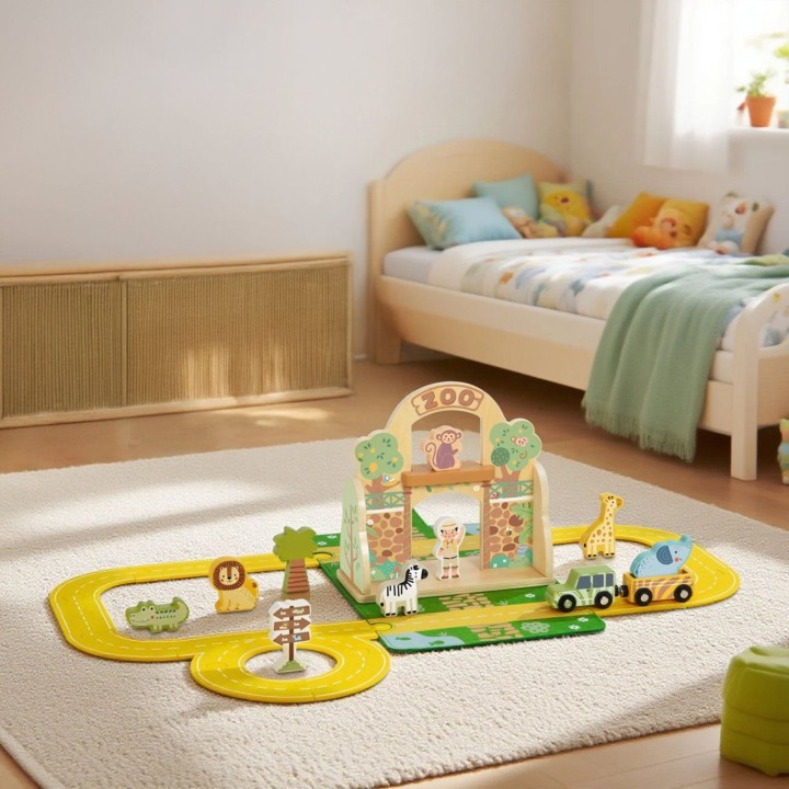 TOOKY TOY Mini Zoo Portable Animal Bag Set