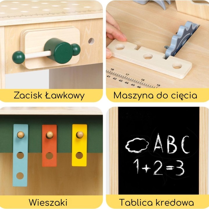 WOOPIE GREEN Drewniany Warsztat STEM Zestaw z Narzędziami