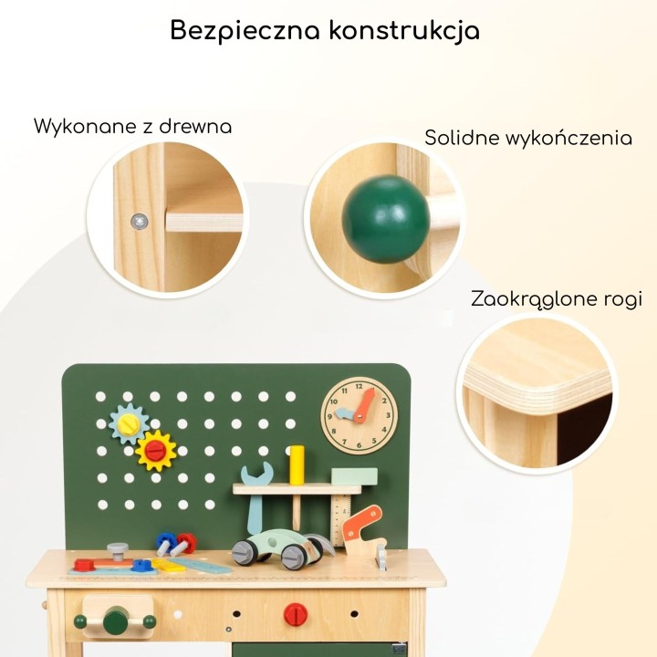 WOOPIE GREEN Drewniany Warsztat STEM Zestaw z Narzędziami