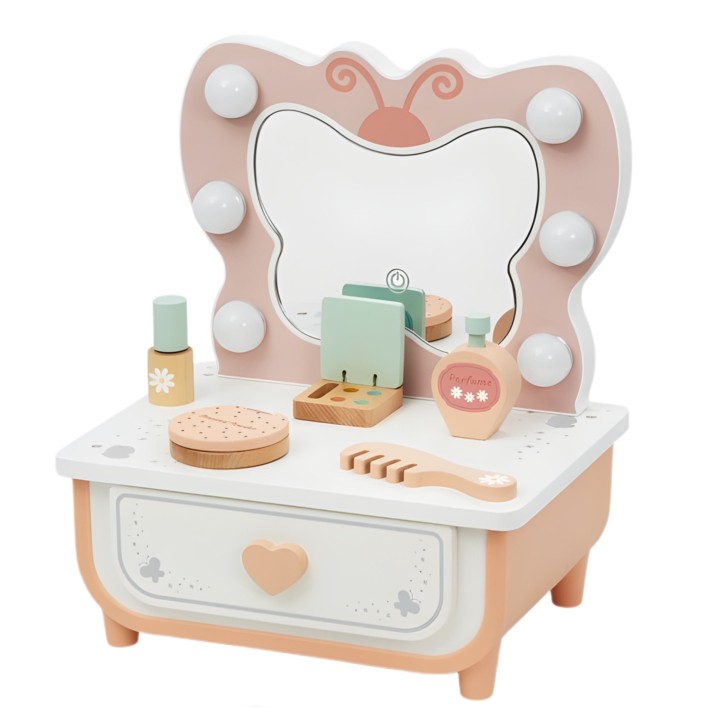 TOOKY TOY Drewniana Toaletka Akcesoria Lustro + Kosmetyki