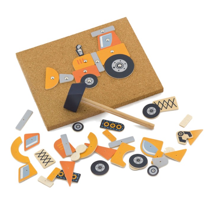 VIGA Wooden Nailing Toy Construction Vehicles 45 Pieces Montessori