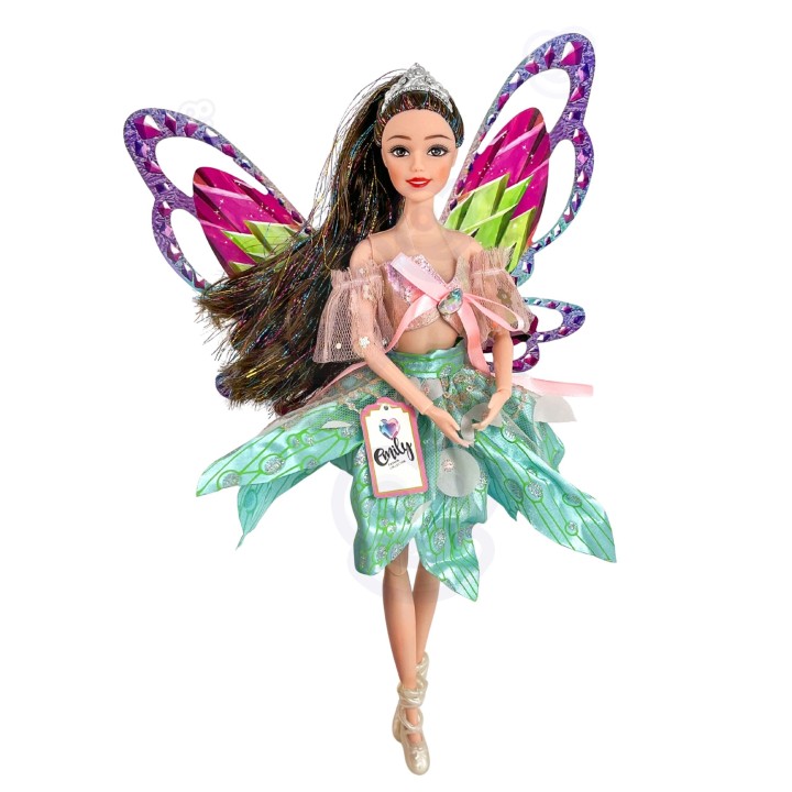 WOOPIE ROYAL Emi Fairy Doll with Colorful Wings and Hairbrush