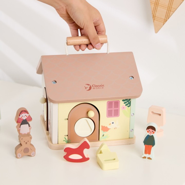 CLASSIC WORLD Wooden Sensory Educational House with Locks and Keys 11 pcs.