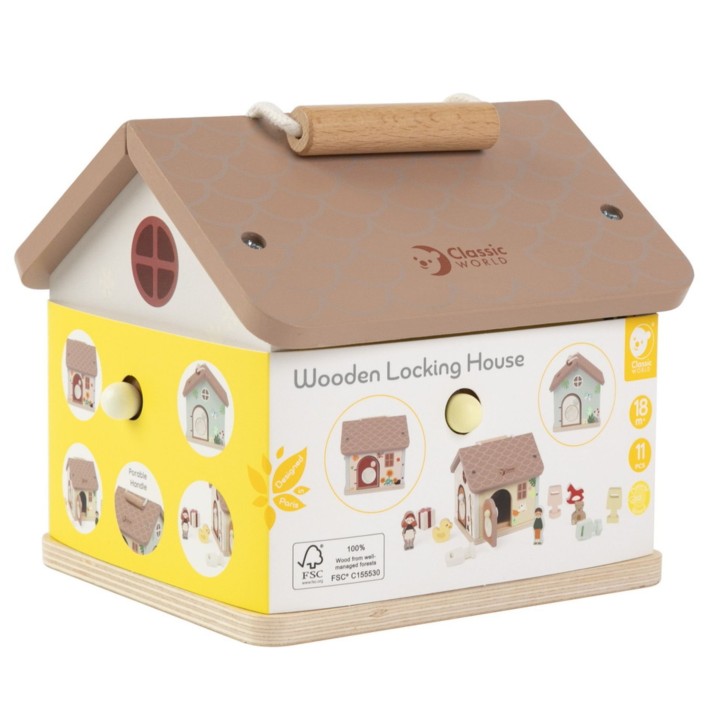 CLASSIC WORLD Wooden Sensory Educational House with Locks and Keys 11 pcs.