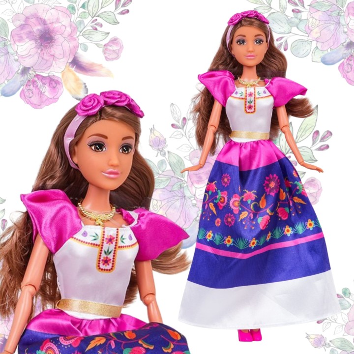 WOOPIE ROYAL Lalka Modowa Lily Tradycyjny Strój Kwietny Wzór