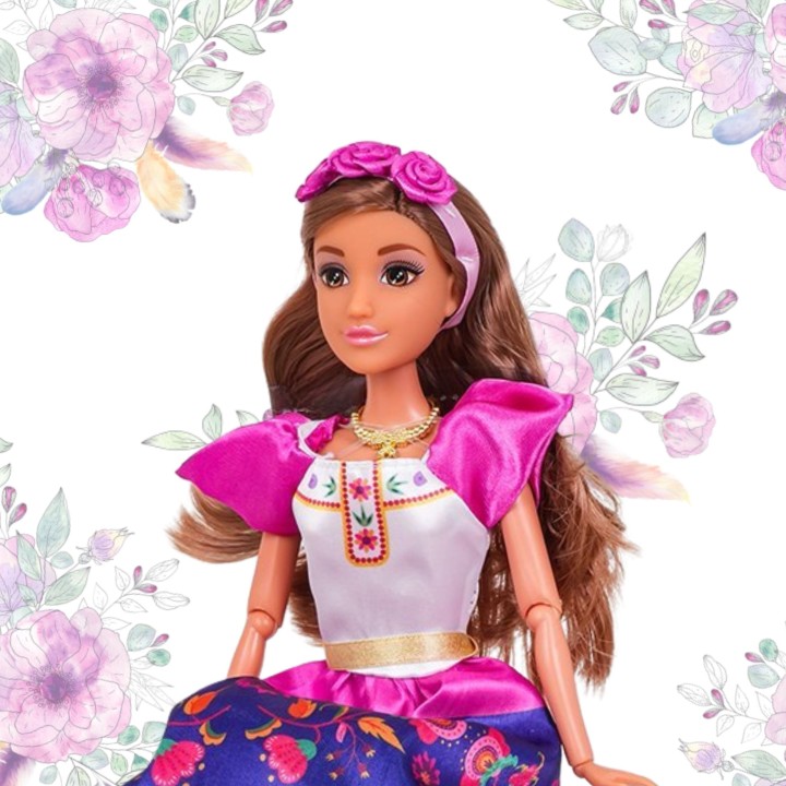 WOOPIE ROYAL Lalka Modowa Lily Tradycyjny Strój Kwietny Wzór