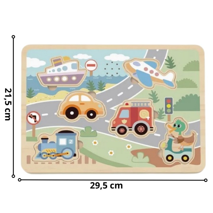 Drewniane Puzzle Pojazdy 6 el. TOOKY TOY - Zabawka 18m+