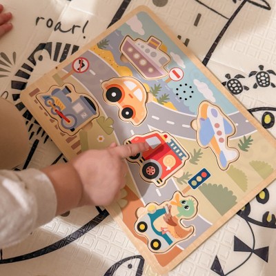 Drewniane Puzzle Pojazdy 6 el. TOOKY TOY - Zabawka 18m+