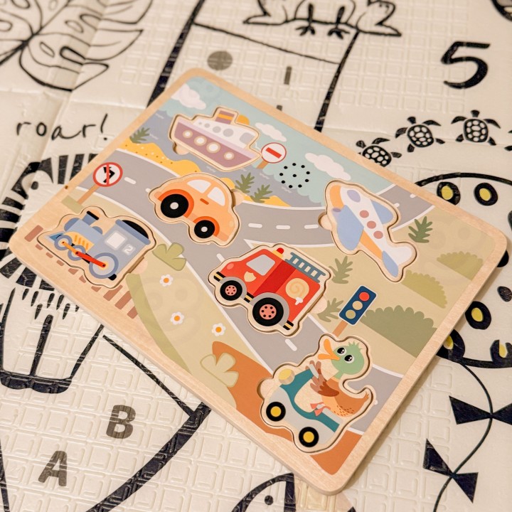 Drewniane Puzzle Pojazdy 6 el. TOOKY TOY - Zabawka 18m+