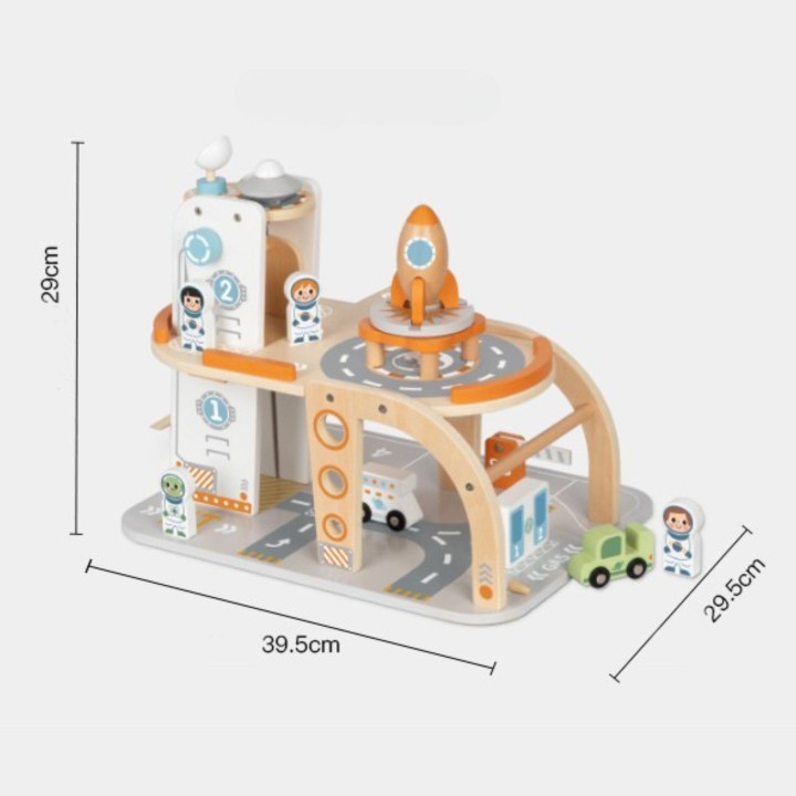 TOOKY TOY Wooden Space Parking - Space Station for Children