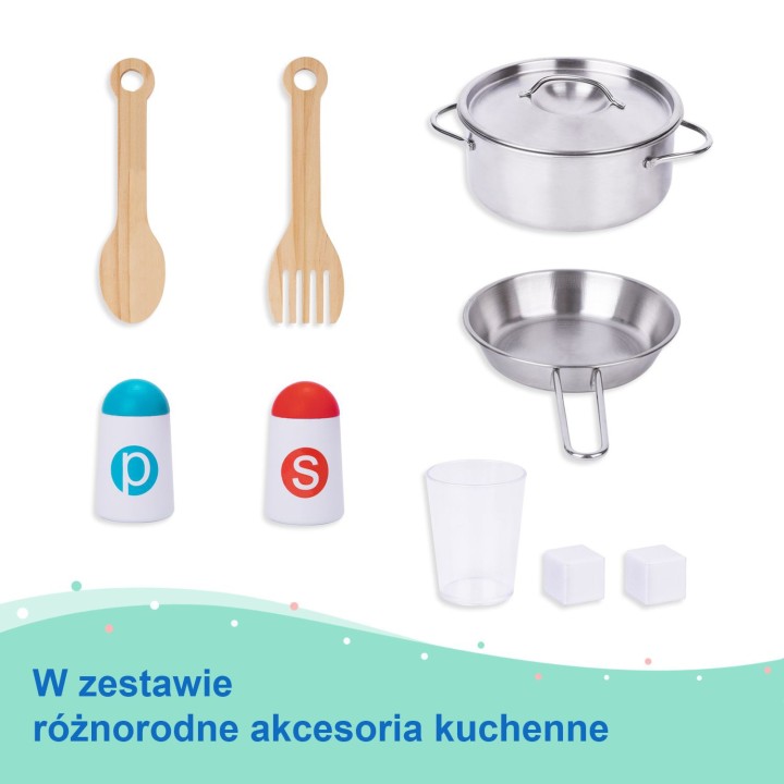 Kuchnia Drewniana Nowoczesna Akcesoria Tooky Toy - Zabawa w Dom