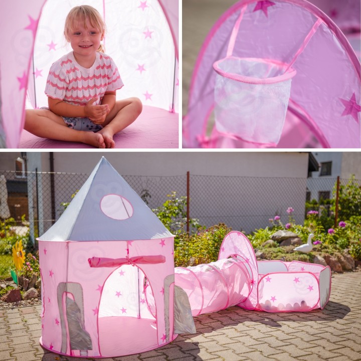 WOOPIE 3-in-1 Princess Palace XXL Tent with Tunnels and Pool