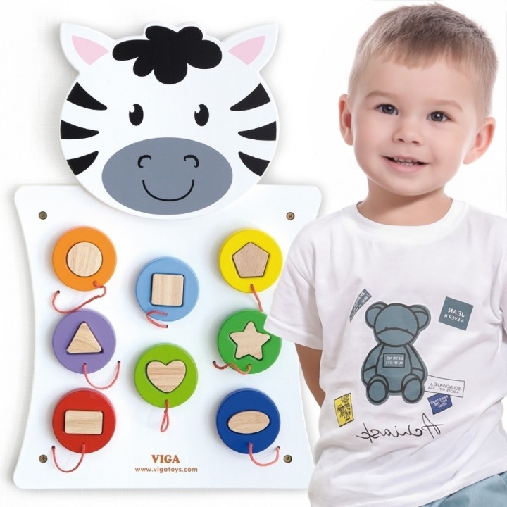 Wooden Zebra Manipulative Board FSC Montessori - VIGA