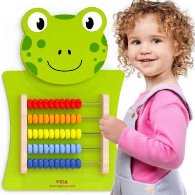 Wooden manipulation board with a Viga frog abacus - Montessori learning