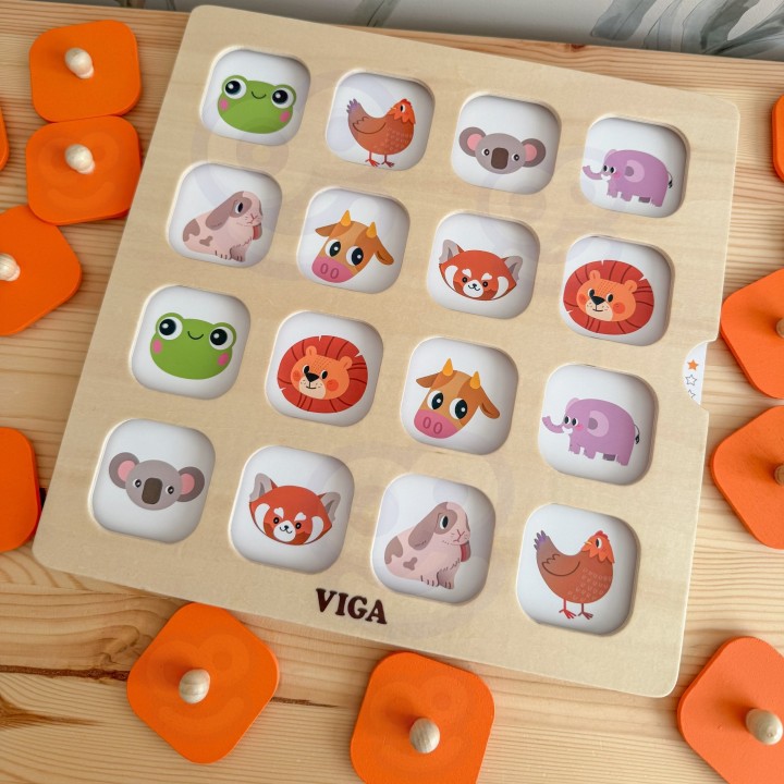 Viga Memory - Gra Pamięciowa Zgadnij Obrazki, 10 Kart Montessori