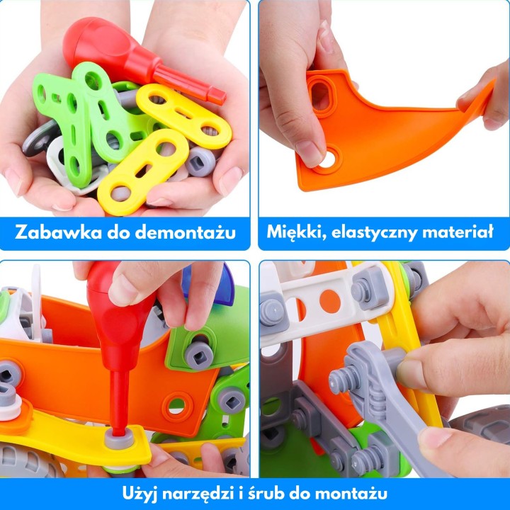 Zestaw Klocki Konstrukcyjne Pojazdy STEM 163 el. - WOOPIE