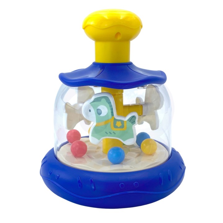 WOOPIE BABY Colorful Horses Blue Spinning Top Carousel with Balls