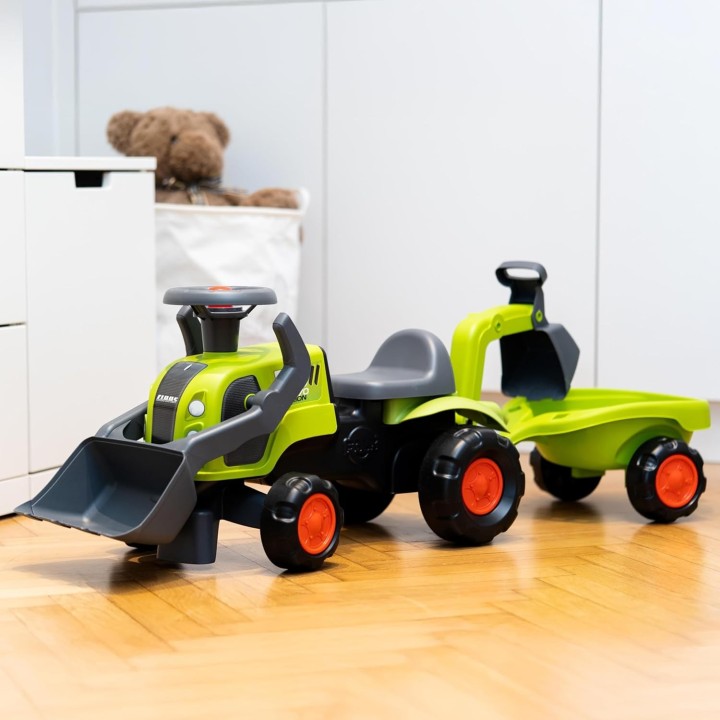 Jeździk Traktor Claas z Koparką i Przyczepą od 1 roku FALK