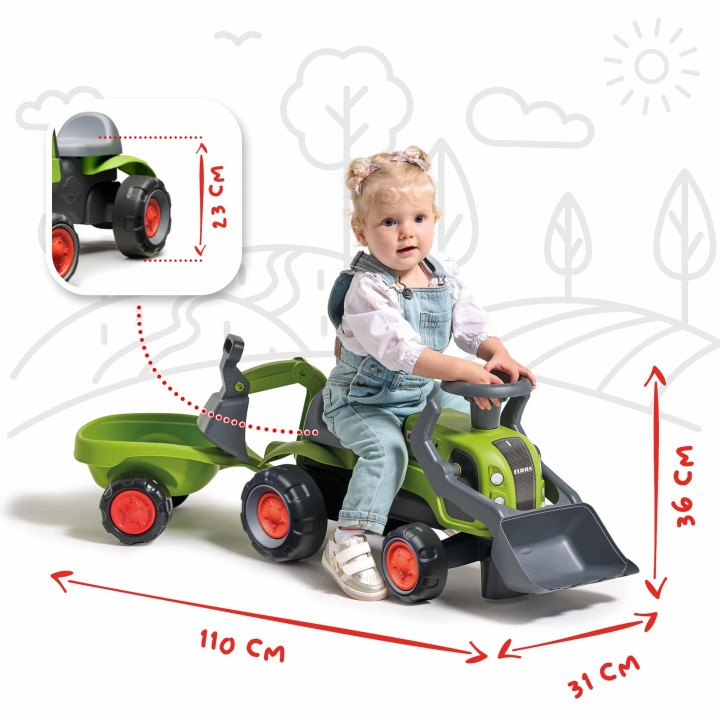 Ride-on Claas Tractor with Excavator and Trailer from 1 year FALK