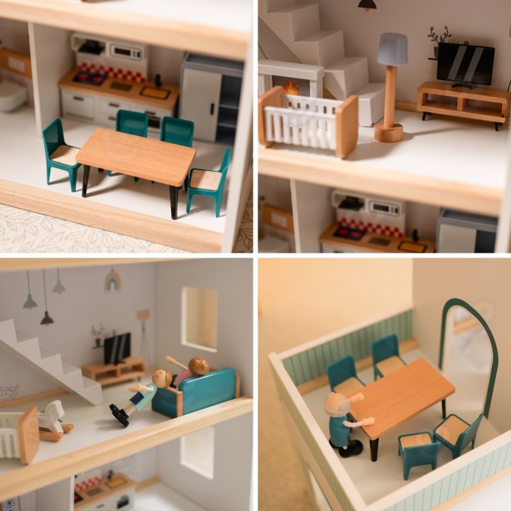Duży Drewniany Domek dla Lalek TOOKY TOY z Figurkami FSC