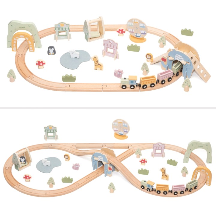 Wooden Amusement Park Train from Viga - Track 62 pcs. Gift Set