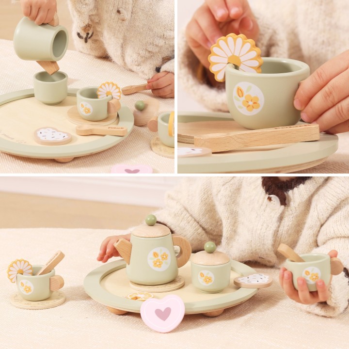 Viga Tea Set – 15-piece wooden set for children