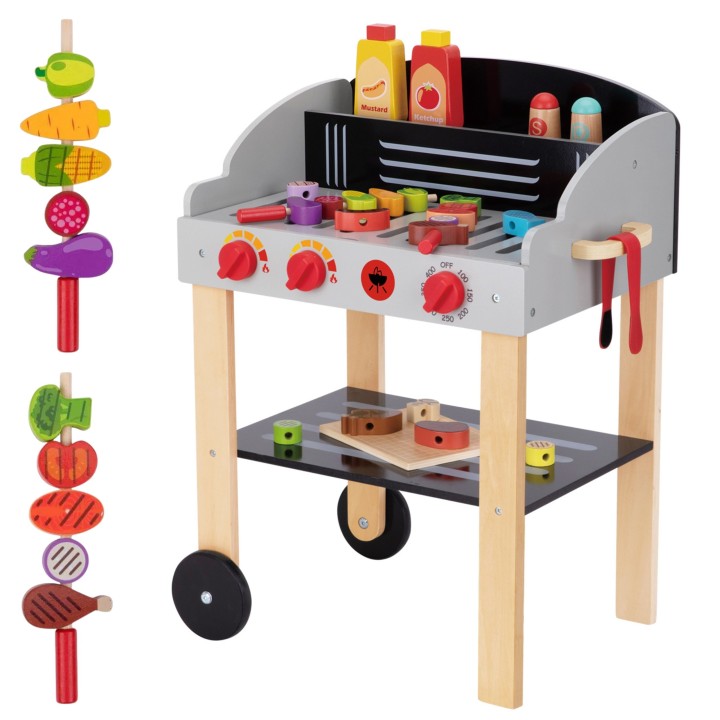 Drewniany Grill Ogrodowy BBQ Wózek WOOPIE - Zestaw Kuchnia