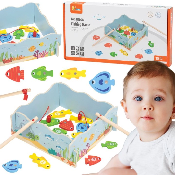 Wooden Magnetic Fishing Game Viga - fun and learning for toddlers