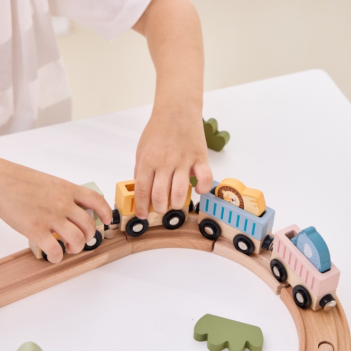 PolarB Wooden Train Set 30 Pieces with Sound for Kids! - Viga