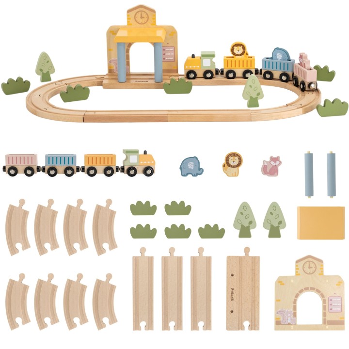 PolarB Wooden Train Set 30 Pieces with Sound for Kids! - Viga