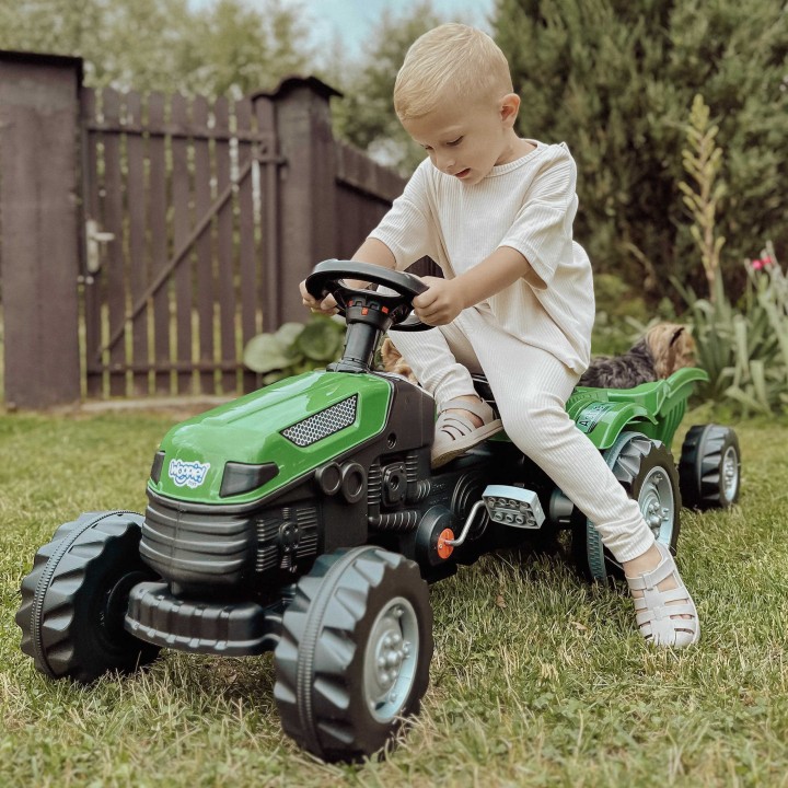 Green tractor with trailer for kids - Woopie garden toy