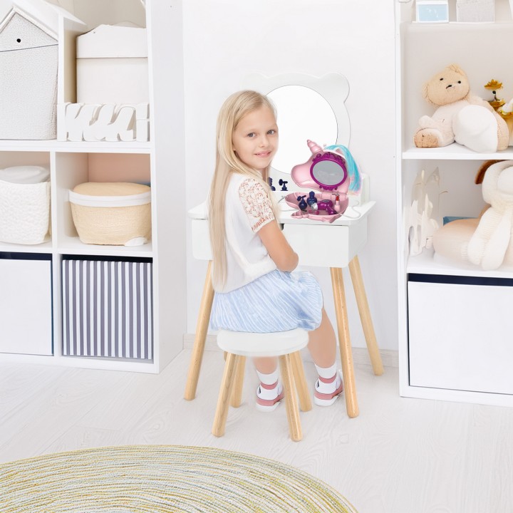 Large white dressing table with Viga accessories - set for small girls