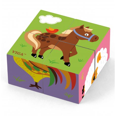 Układanka Dla Dzieci Farma Puzzle Drewniana Viga Toys 4 Klocki