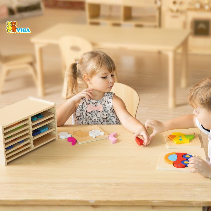 Drewniane puzzle w ramce Viga – kreatywna zabawa dla malucha i nauka