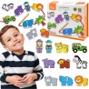 VIGA Wooden Threading Game Intertwining Blocks Safari ZOO Montessori