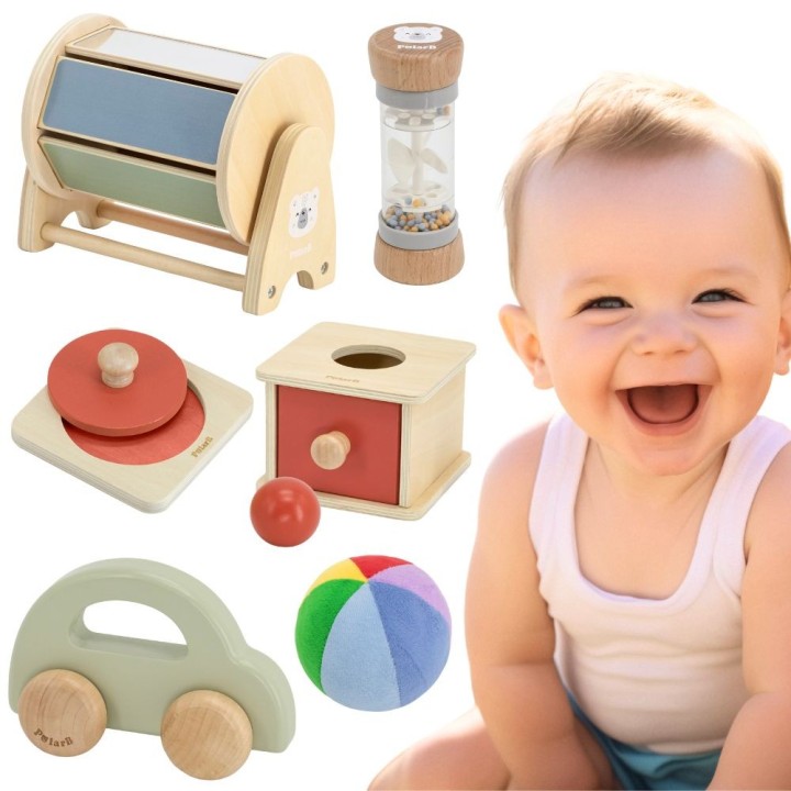 Montessori Box Educational Toy Set 6-12 months Wooden - Viga!