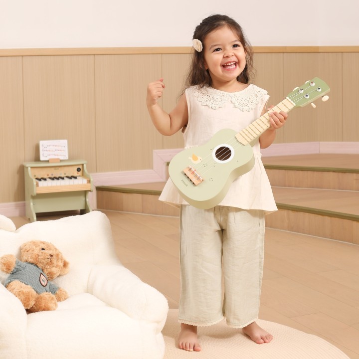 Viga Wooden Ukulele for Children Green with Musical Notes
