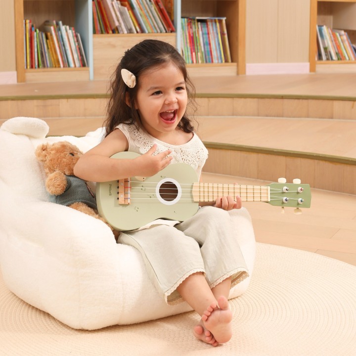 Viga Wooden Ukulele for Children Green with Musical Notes