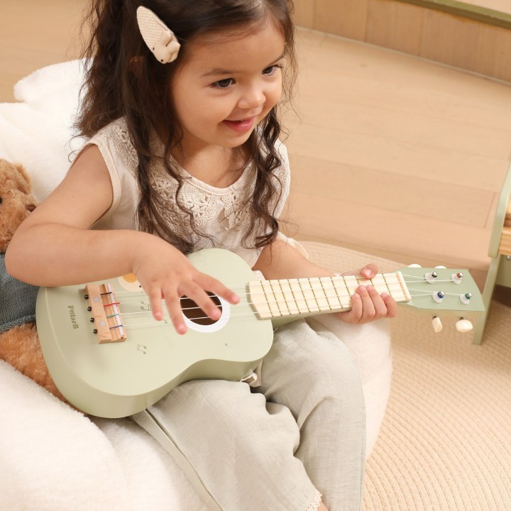 Viga Drewniane Ukulele Dla Dzieci Zielone z Nutami