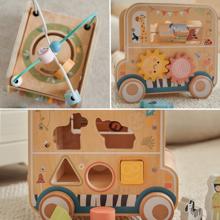 Safari Woopie Green Activity Cube - Educational Wooden Toy