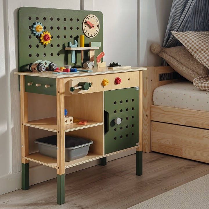 Montessori Educational Workshop Woopie GREEN - Wooden with Tools