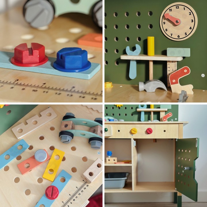 Montessori Educational Workshop Woopie GREEN - Wooden with Tools