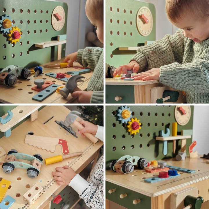 Montessori Educational Workshop Woopie GREEN - Wooden with Tools