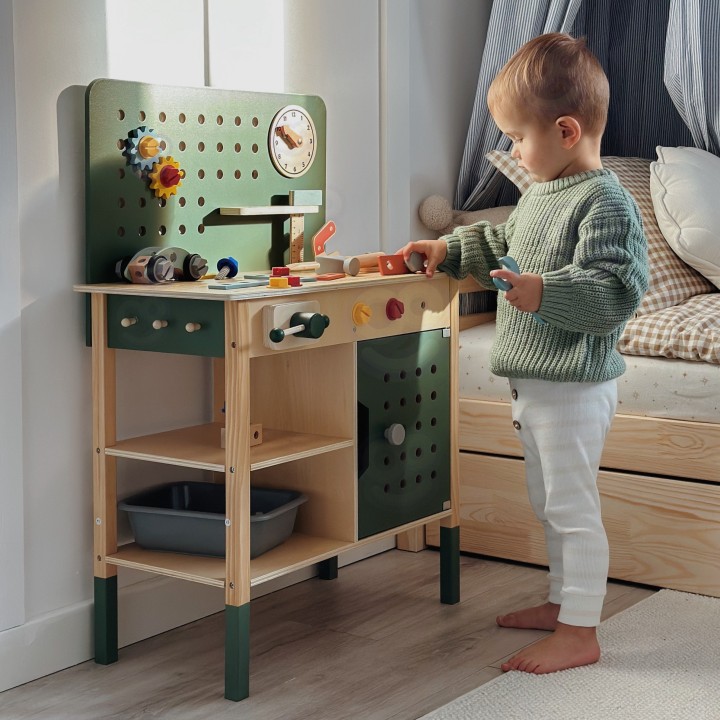 Montessori Educational Workshop Woopie GREEN - Wooden with Tools