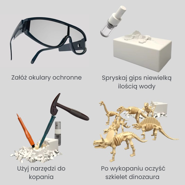 WOOPIE "Little Archaeologist" Excavation Site - 6 Dinosaur Skeletons