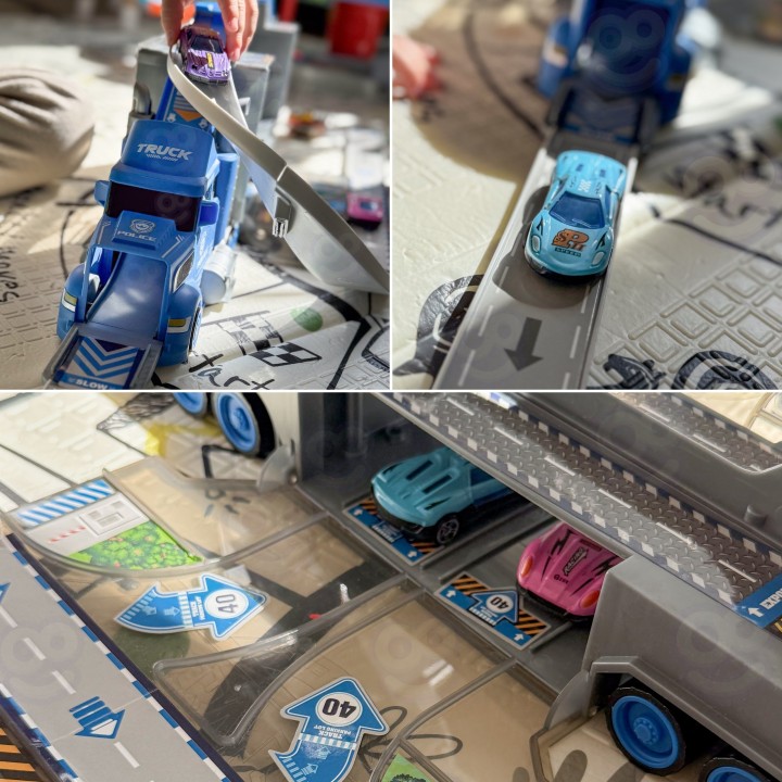 WOOPIE Police Truck 2 in 1 - Transporter and Car Track