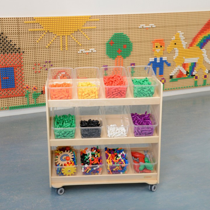 Regał na Kółkach MASTERKIDZ - 3 Półki do Tablicy STEM 800x800